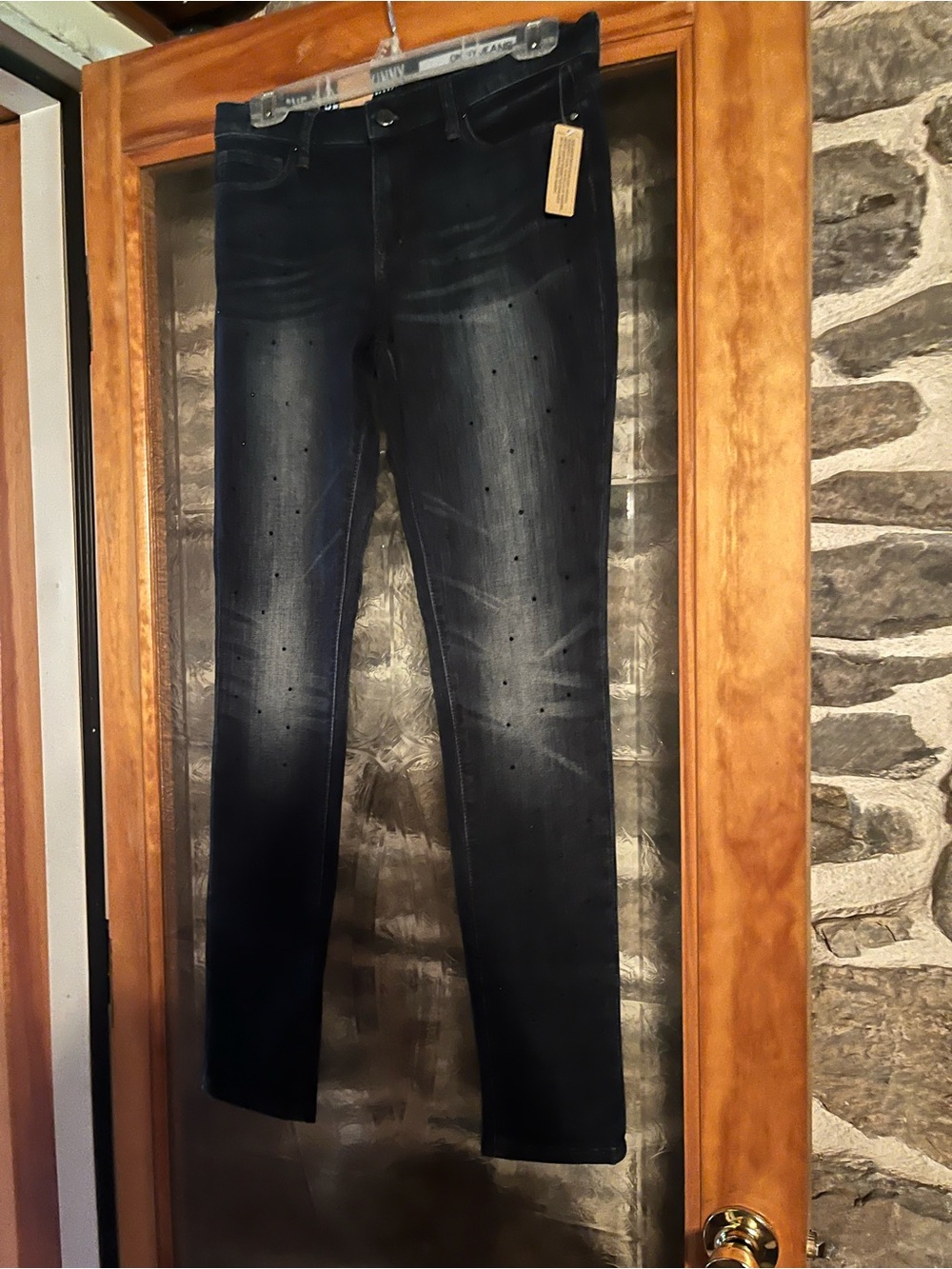 DKNY Black Skinny Jeans with Faded Detailing